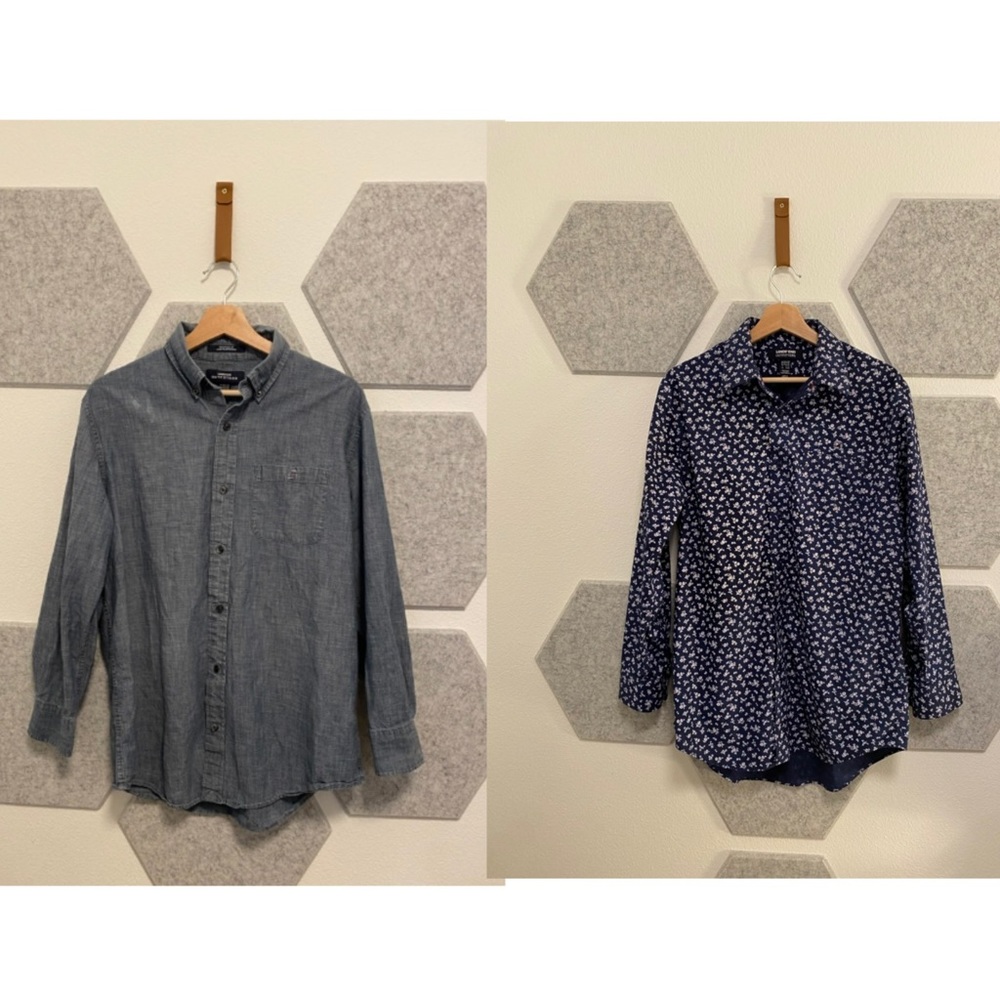 2 Pack Chase Bank Uniform Dress Shirts Button Down 15 1/2 x 32 Lands End